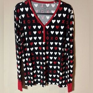 Little Sleepies Mama Valentines Heart Bamboo Pajama Long Sleeve Shirt Top Lrg